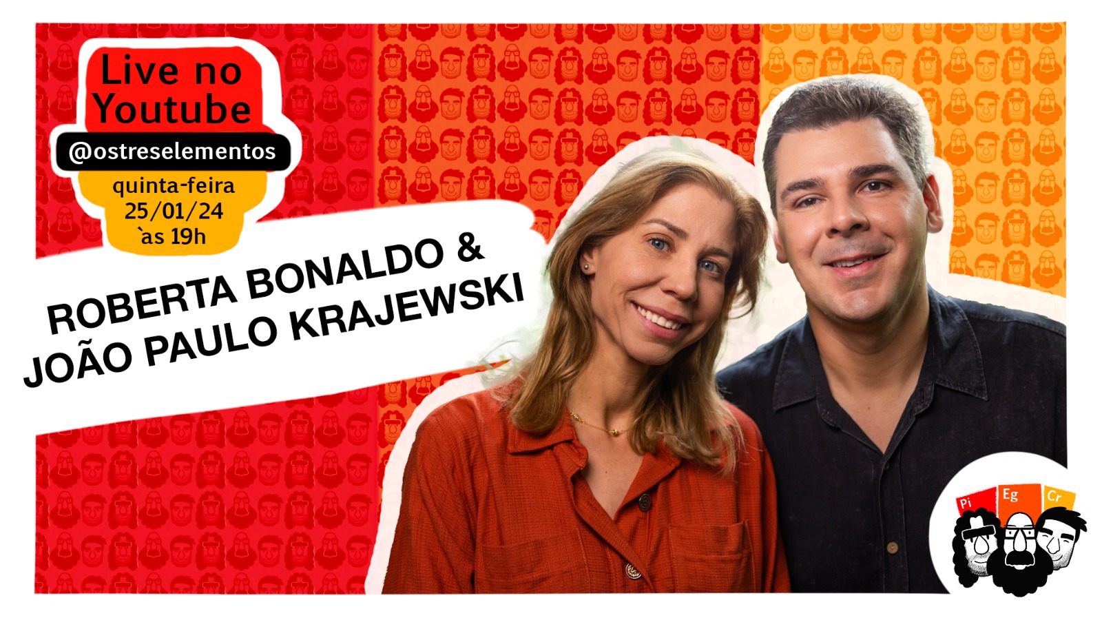 João Paulo Krajewski and Roberta Bonaldo at Os Três Elementos Podcast